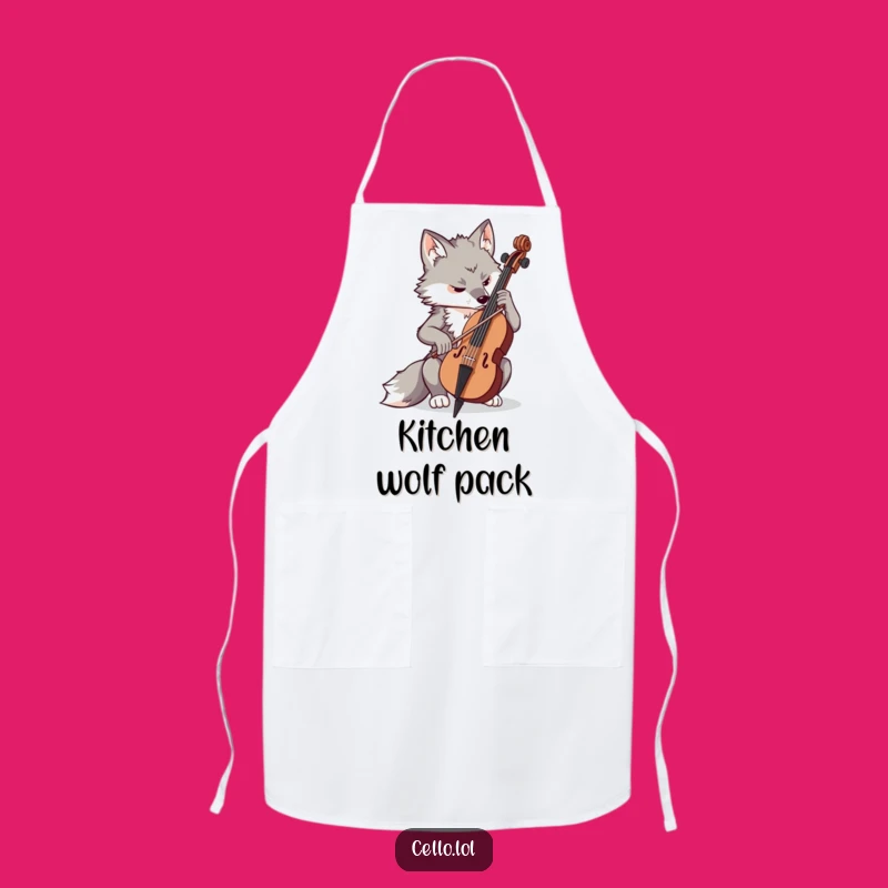 Funny Wolf Cello Apron - Cook with Intense Concentration and Musical Flair