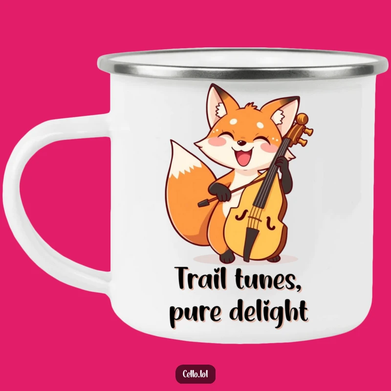 Rugged Funny Fox Cello Camp Mug: Adventure With Musical Smiles Gift