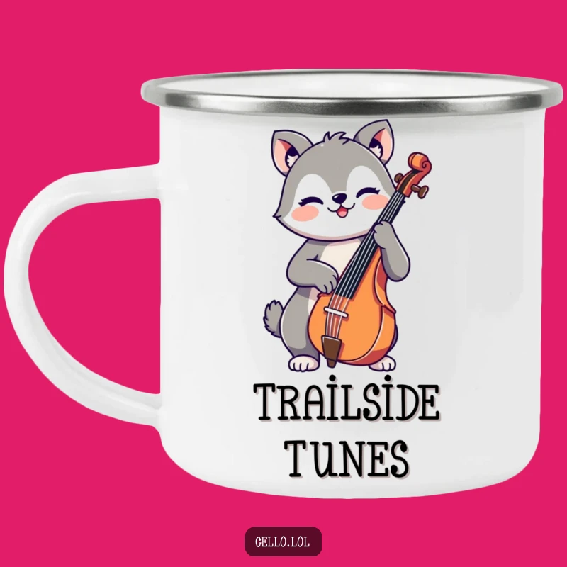 Funny Cello Animal Enamel Camping Mug - Music Adventure Humor