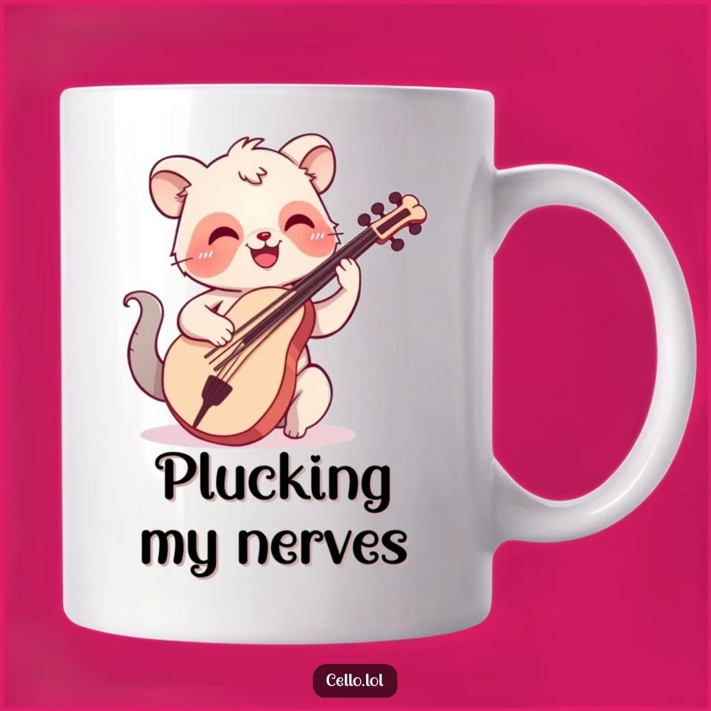 Funny Happy Animal Cello Plucking Mug - Joyful Music Gift for a Smile