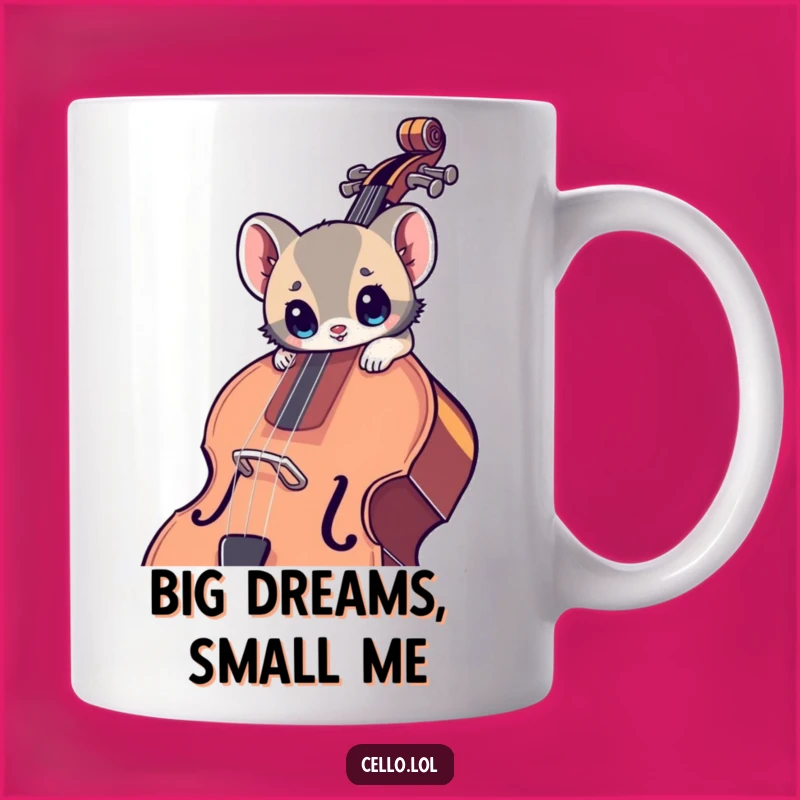 Funny Wide-Eyed Animal Cello Mug - Adorable Music Lover Gift with Humor