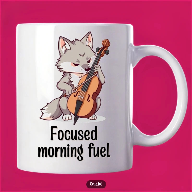 Funny Wolf Cello Mug - Focused Musical Gift for Determined Music Lovers