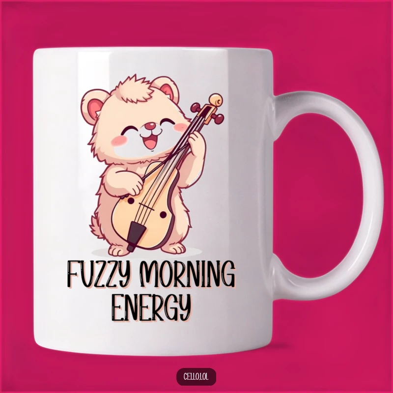 Funny Fuzzy Cello Player Mug - Enthusiastic Music Lover Gift with Humor