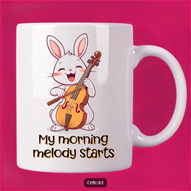 Funny Joyful Rabbit Cello Mug - Perfect Gift for Music Lovers & Animal Enthusiasts