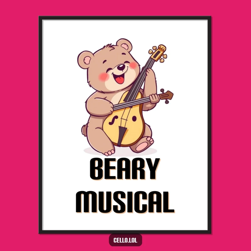 Funny Bear Cello Digital Art - Instant Energetic Vibes for Your Walls