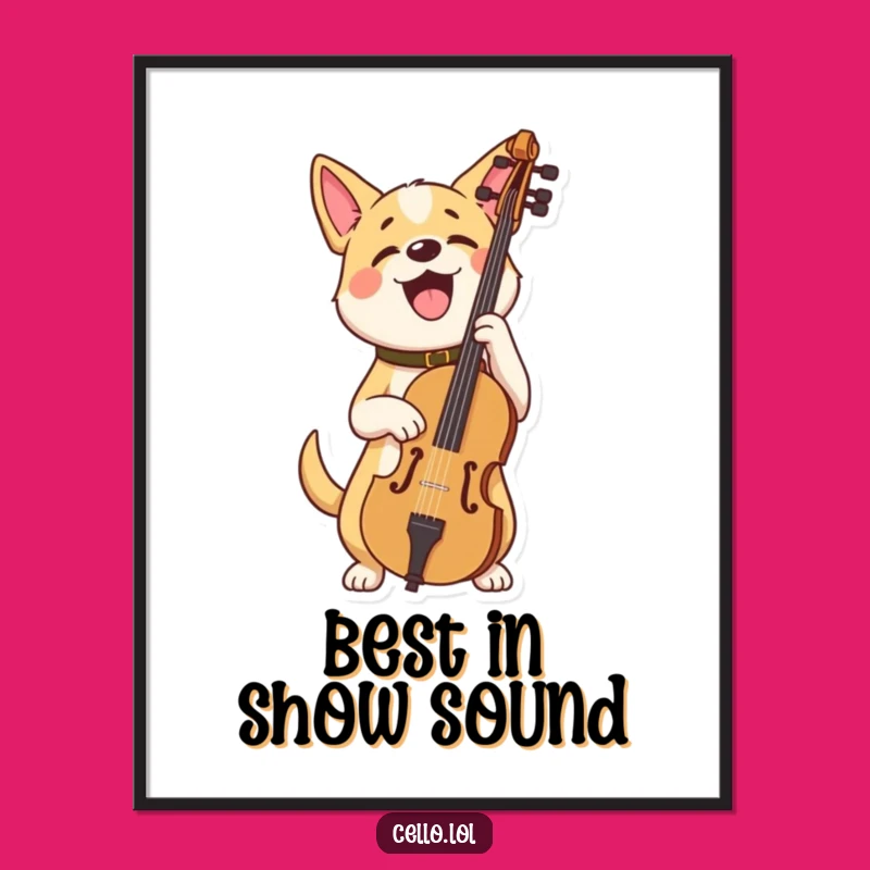 Funny Dog Cello Digital Art: Proud Musical Artwork Gift