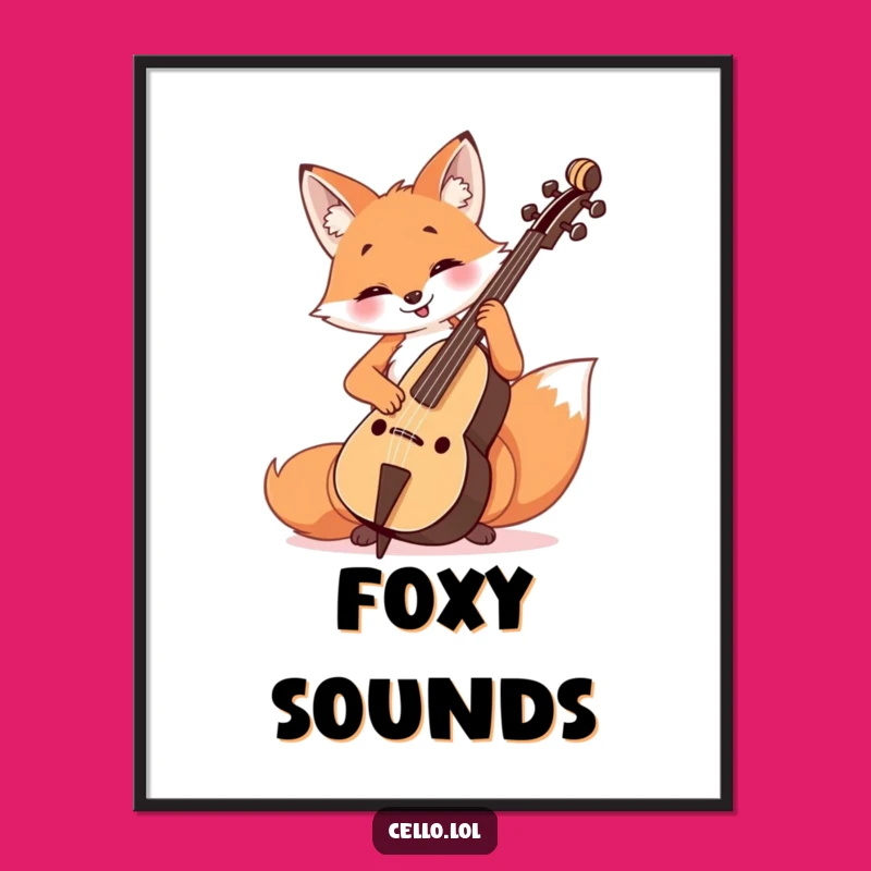 Funny Fox Cello Player Art Print - Cheerful Music Download for Laughs