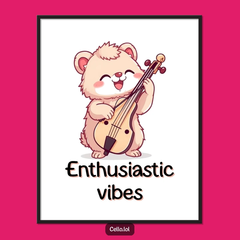 Funny Fuzzy Cello Digital Art - Instant Enthusiastic Decor for Music Lovers