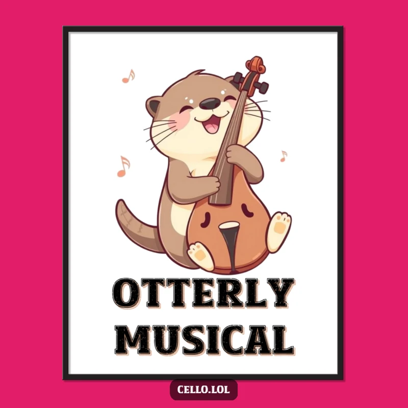 Funny Otter Cello Digital Art: Joyful Musical Artwork Gift