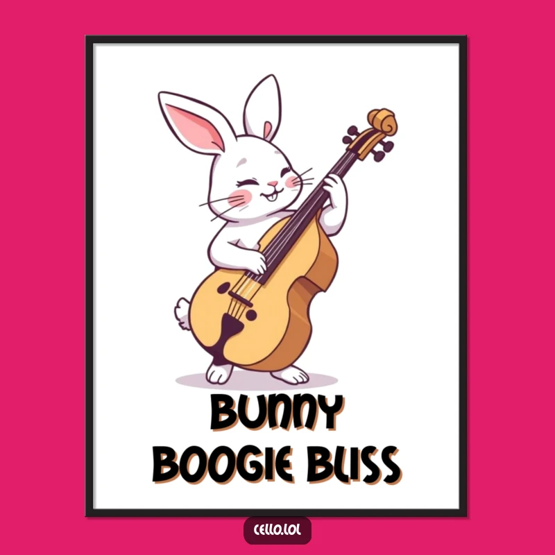 Funny Rabbit Cello Digital Art: Playful Musical Artwork Gift