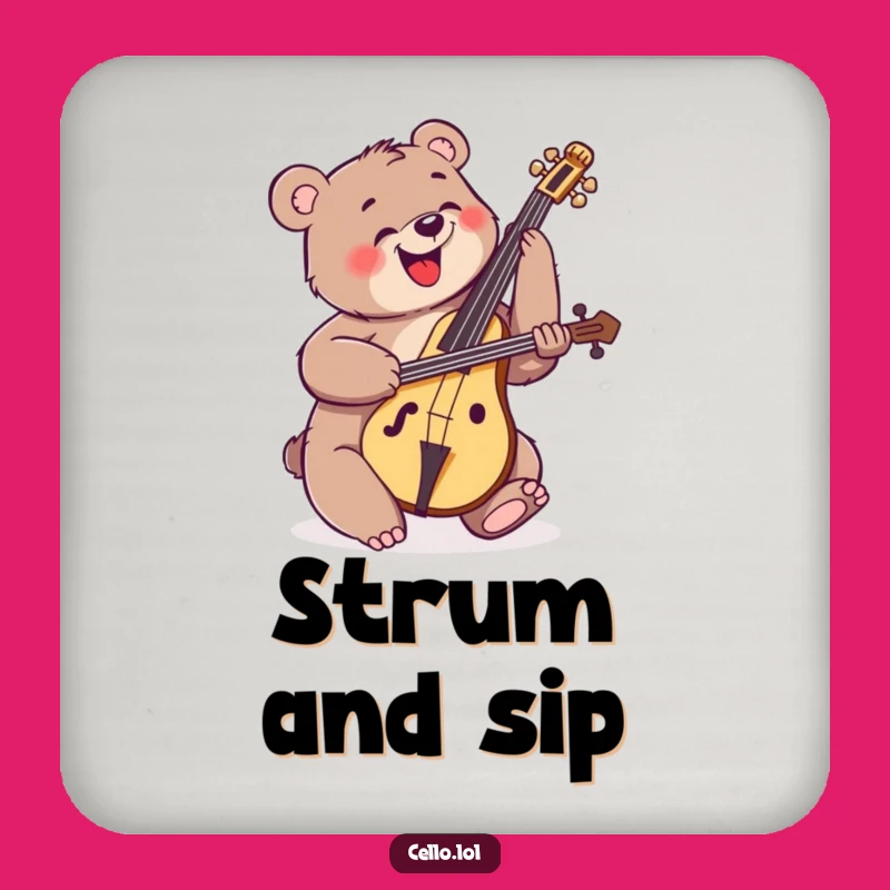 Funny Bear Cello Coasters - Add Enthusiastic Musical Flair to Your Table