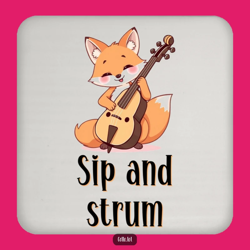 Funny Fox Cello Coasters - Cheerful Music Art & Humorous Protection