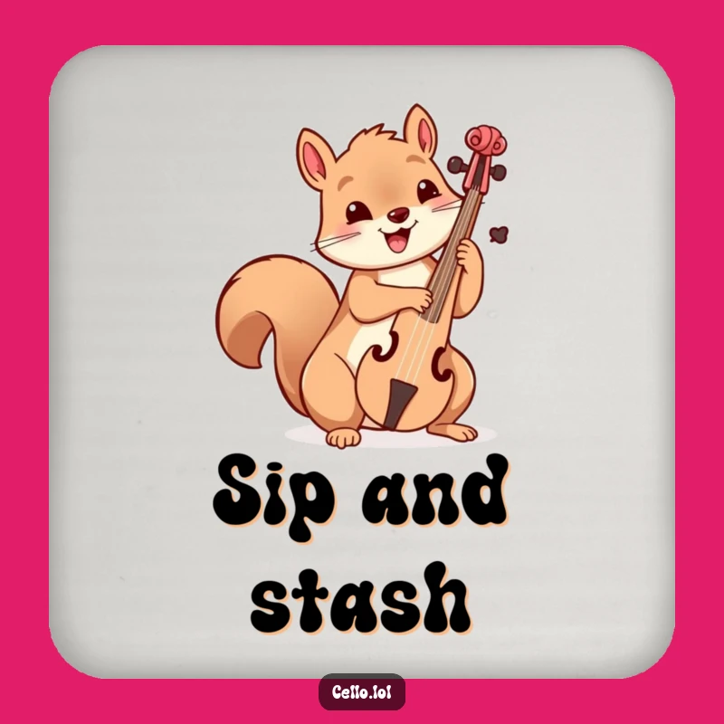 Funny Squirrel Cello Coasters - Add Playful Musical Charm to Your Table