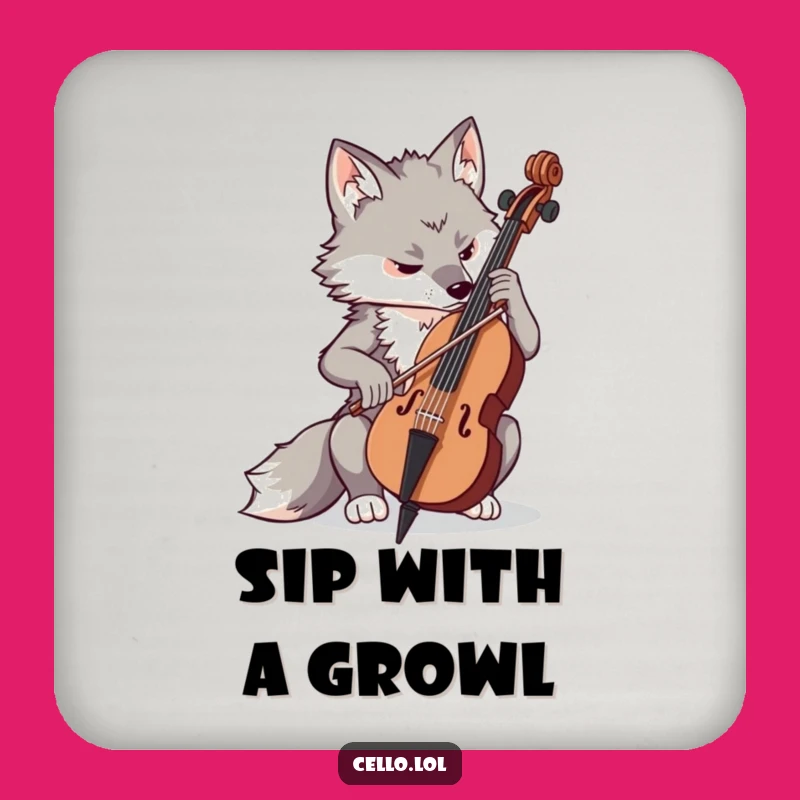 Funny Wolf Cello Coasters - Protect Your Surfaces with Focused Musical Style