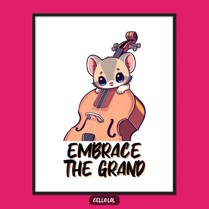 Funny Cello Art Print - Wide-Eyed Animal, Captivating Music Wall Decor