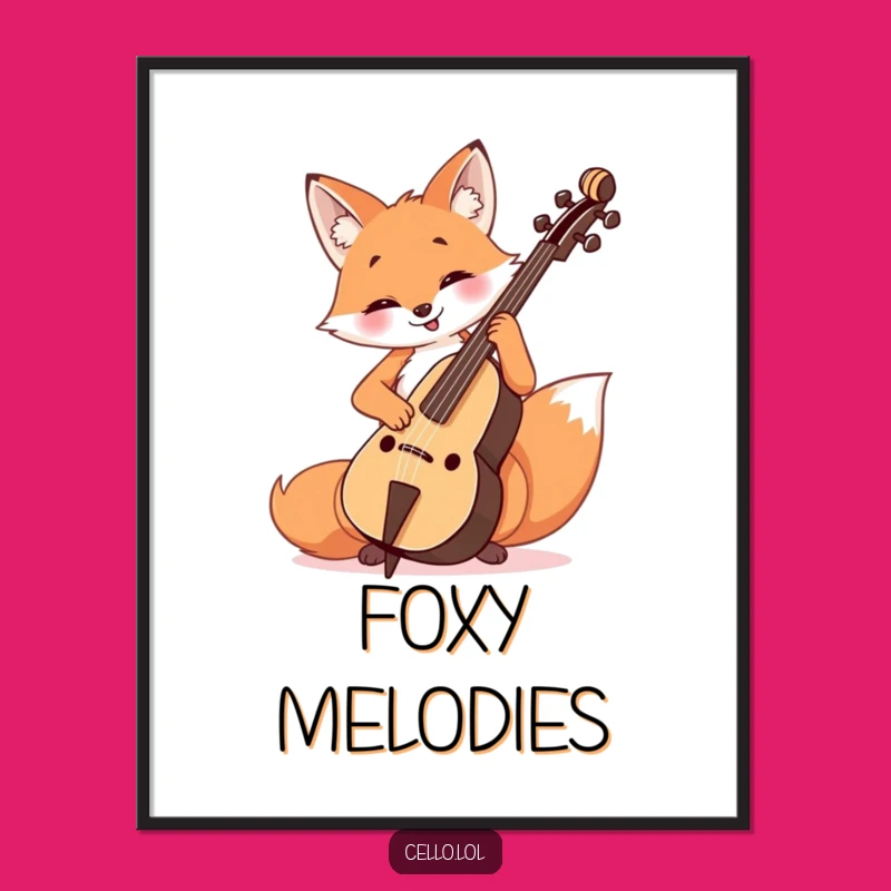Funny Fox Cello Player Poster - Cheerful Music Art & Humor