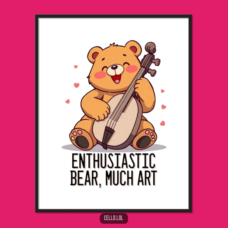 Funny Bear Cello Maestros Poster: Vibrant Musical Art Gift