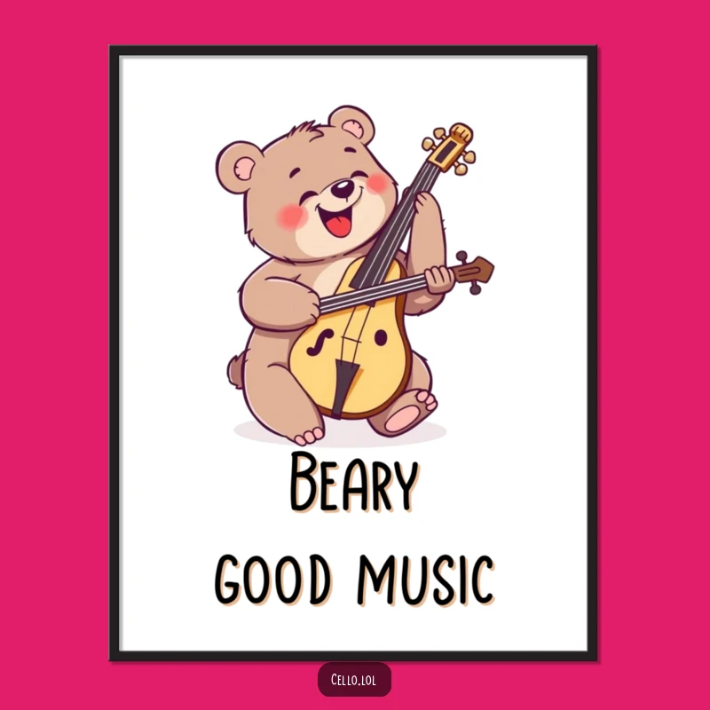Funny Bear Cello Poster - Unleash Energetic Vibes with This Musical Wall Art