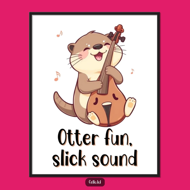Funny Otter Cello Slide Poster: Joyful Musical Art Gift