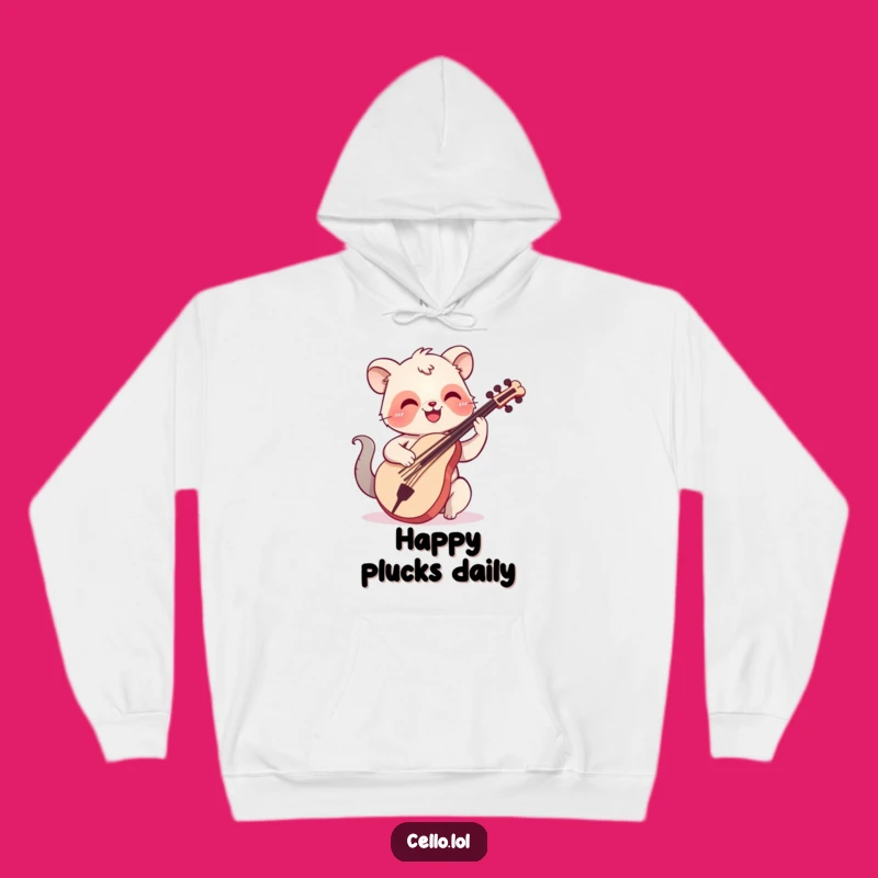 Funny Cozy Hoodie - Happy Cello Plucker, Warm Music Gift