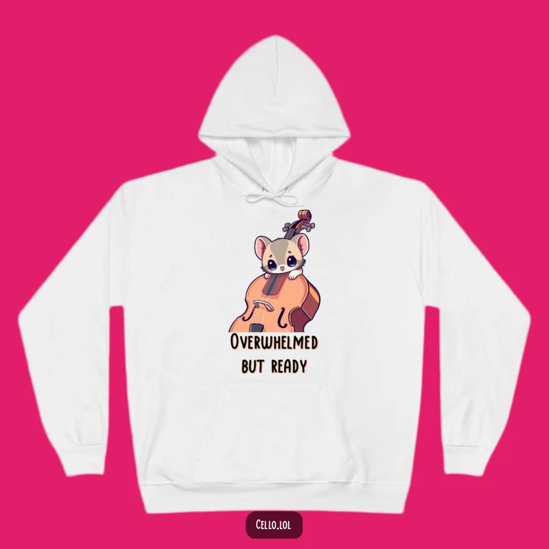 Funny Cozy Hoodie - Wide-Eyed Animal & Cello, Warm Music Gift