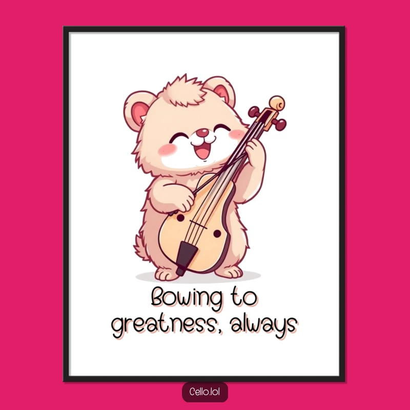 Free Printable Wall Art: Enthusiastic Cello Creature, Humorous Downloadable Decor for Music Rooms