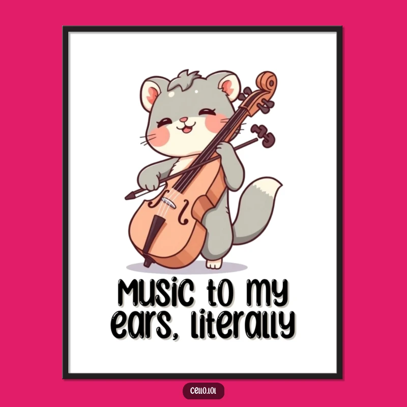Free Printable Wall Art: Joyful Cello Bowing Animal, Humorous Downloadable Decor for Music Rooms