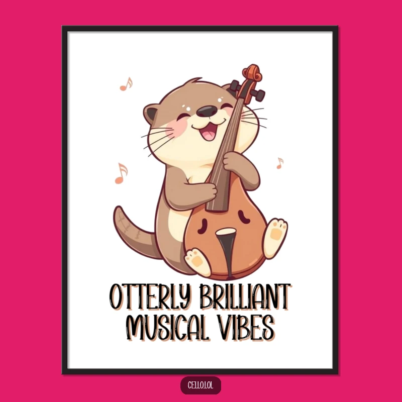 Free Printable Wall Art: Joyful Otter Cellist, Whimsical Downloadable Art