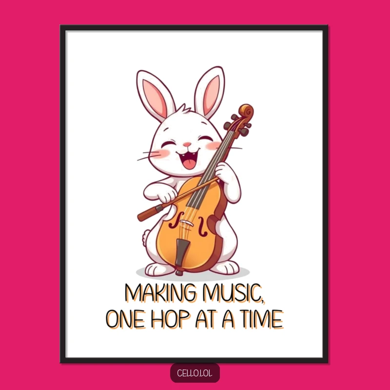 Free Printable Wall Art: Funny Rabbit Cello Player, Downloadable Music Decor for Whimsical Spaces