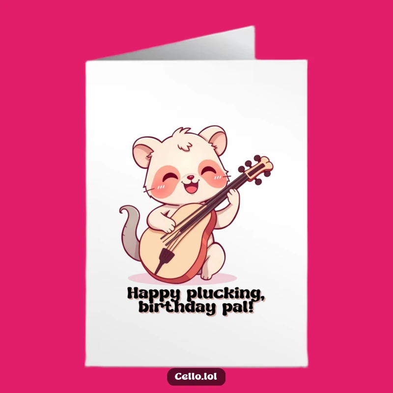 Free Printable Birthday Card: Happy Smiling Cello Animal, Funny Downloadable Gift for Joy