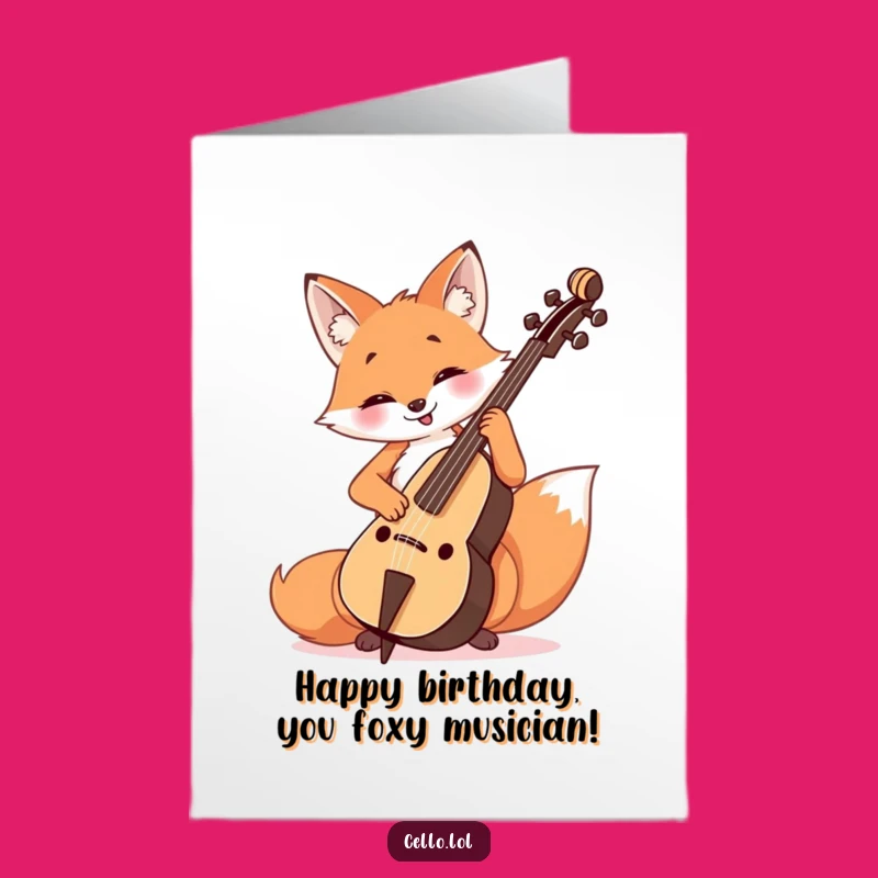 Free Printable Birthday Card: Fox Cellist - Funny Downloadable Music Gift