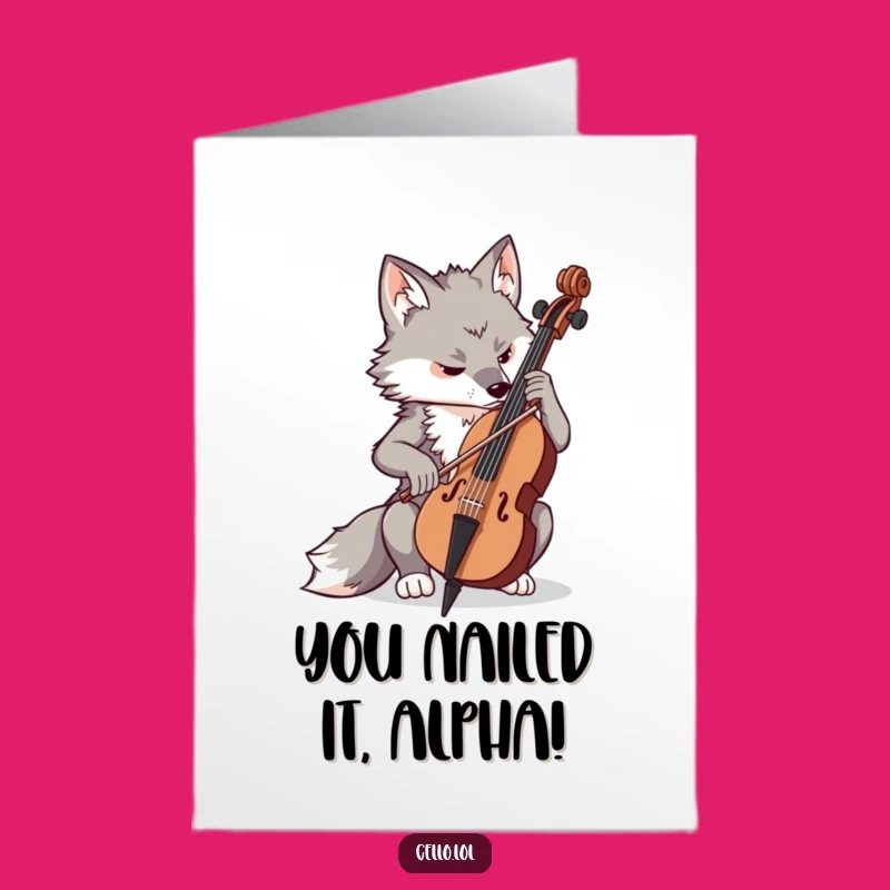 Free Printable Congrats Card: Wolf's Cello Achievement, Downloadable for Focused Wins