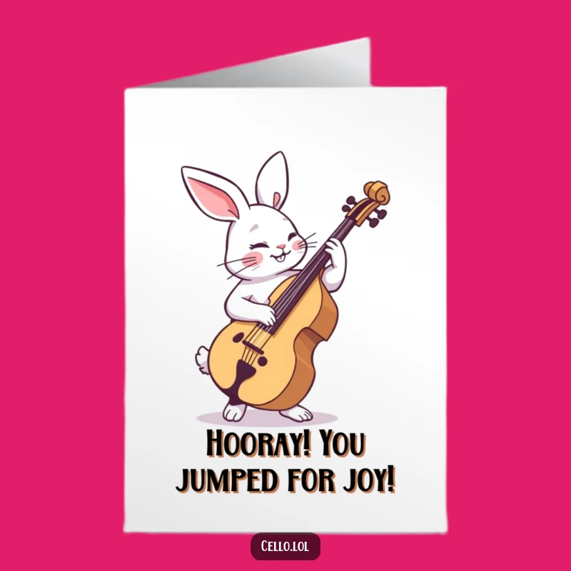 Free Printable Congrats Card: Dancing Rabbit Cellist, Downloadable Celebration