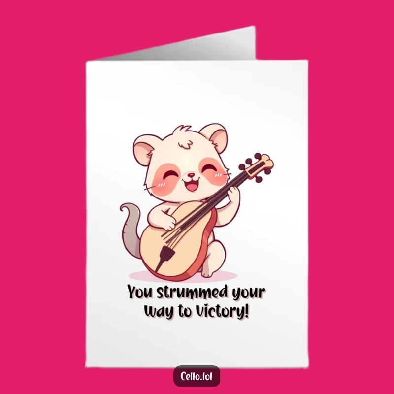 Free Printable Congrats Card: Happy Smiling Cello Animal, Humorous Downloadable Gift for Success