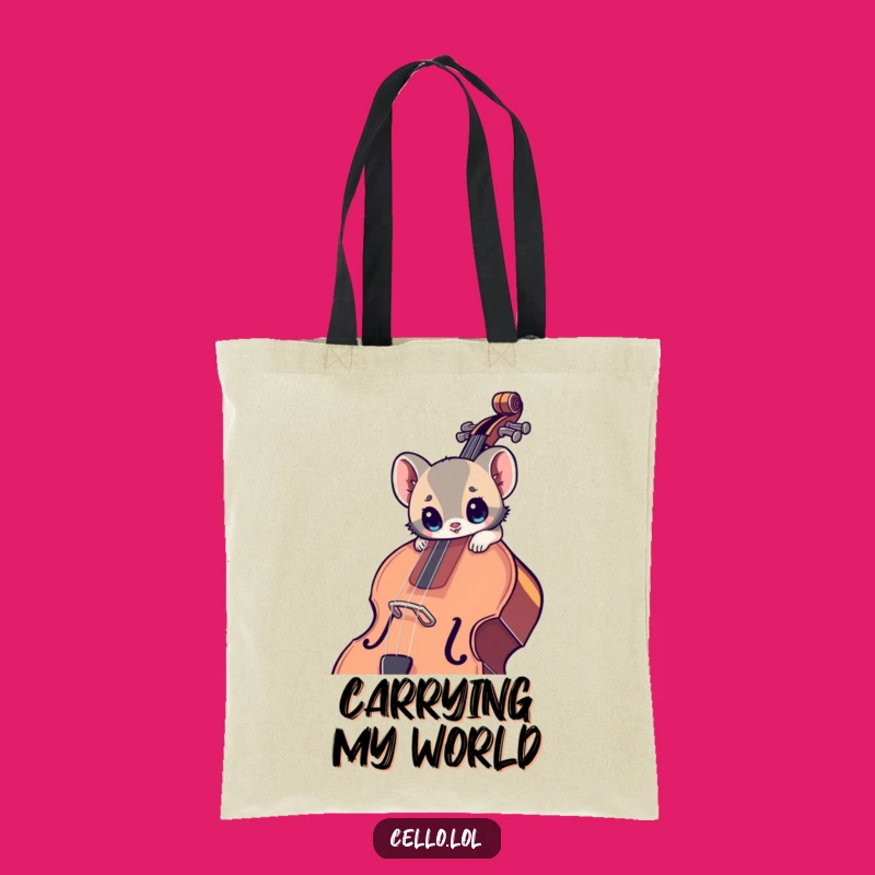 Funny Cello Admirer Tote Bag - Carry Your Music Love with Wide-Eyed Charm